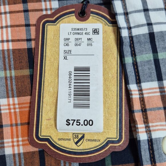 Cremieux Shirt Mens Size XL Indian Madras Plaid Button Up Short Sleeve Cotton 56 - Picture 10 of 11